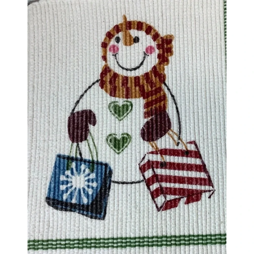 Dillards Trimmings  Woven Snowman Plaid Christmas Holiday Placemats‎ Set of 8